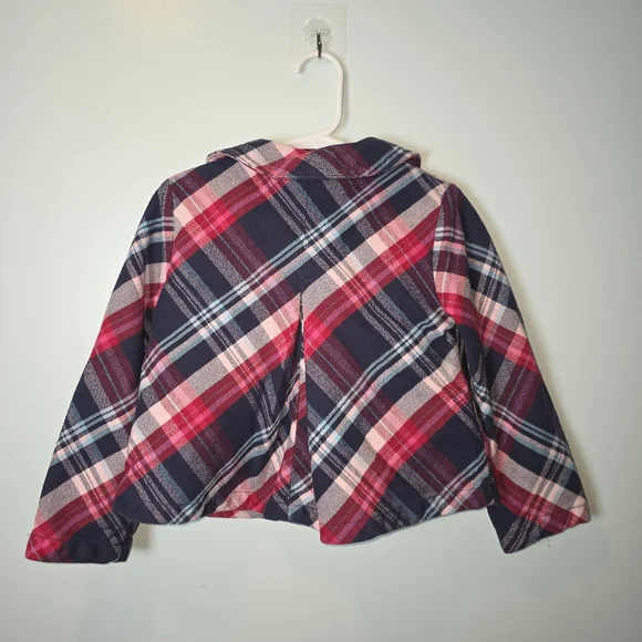 Gymboree Girls Red, Pink, Blue Plaid Kids Pea‎ Coat Size 5 - Picture 4 of 4